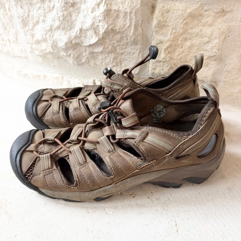 Keen Arroyo II Mens Brown Leather Waterproof Hiking Sandals Shoes 1002427 SZ 10